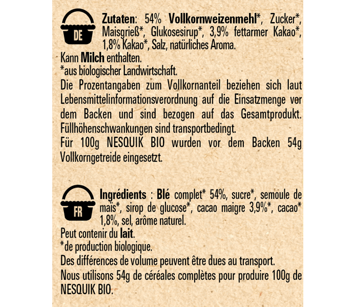Zutaten NESQUIK Bio