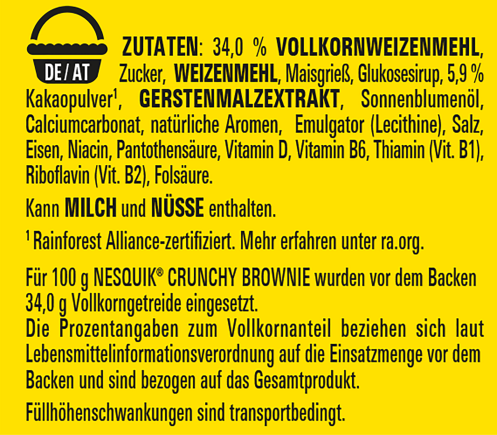NESQUIK® Crunchy Brownie Zutaten